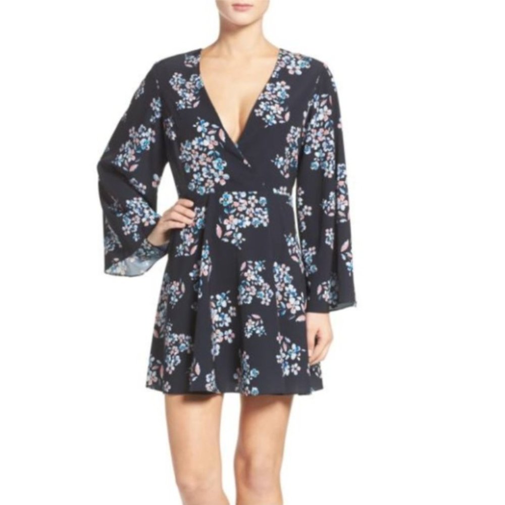 A by Amanda Serenade Navy Floral Dress New XS